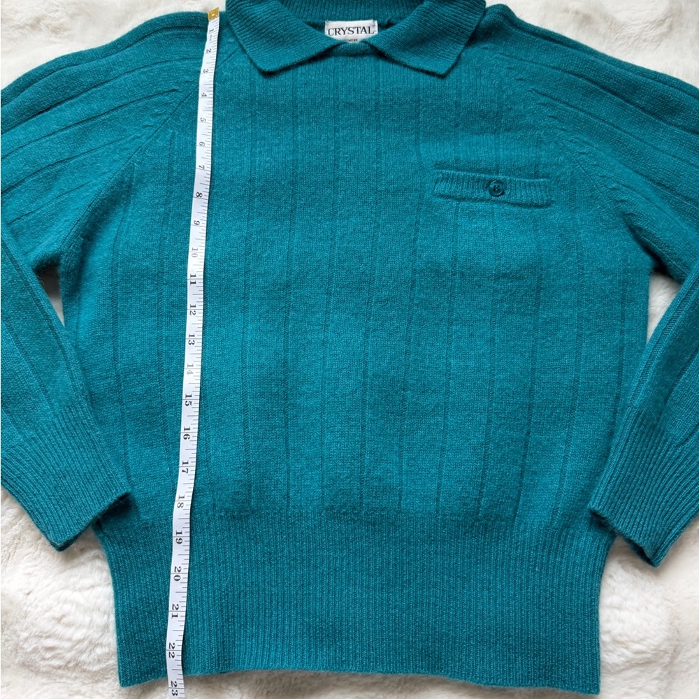 Crystal Sportswear Lambswool/Angora Blend Turquoise Vintage Sweater-M - Picture 12 of 16